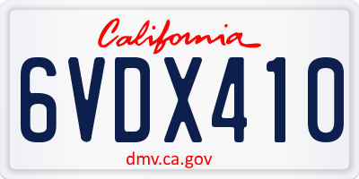 CA license plate 6VDX410