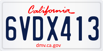 CA license plate 6VDX413
