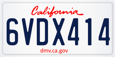 CA license plate 6VDX414