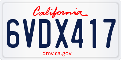 CA license plate 6VDX417