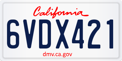 CA license plate 6VDX421