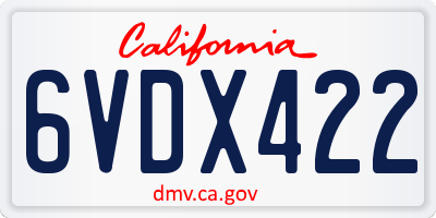 CA license plate 6VDX422