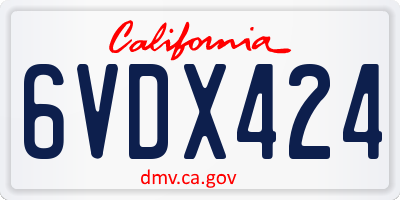 CA license plate 6VDX424