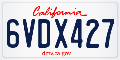 CA license plate 6VDX427