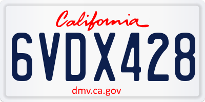 CA license plate 6VDX428