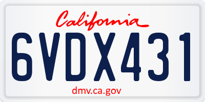 CA license plate 6VDX431