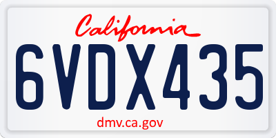 CA license plate 6VDX435