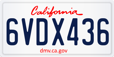 CA license plate 6VDX436