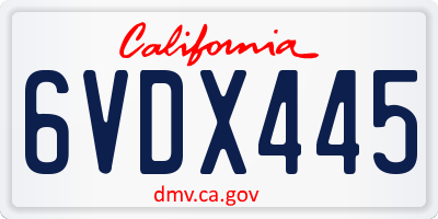 CA license plate 6VDX445