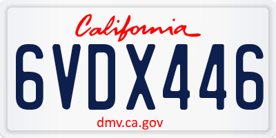 CA license plate 6VDX446