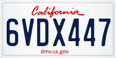 CA license plate 6VDX447