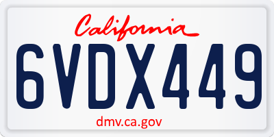CA license plate 6VDX449
