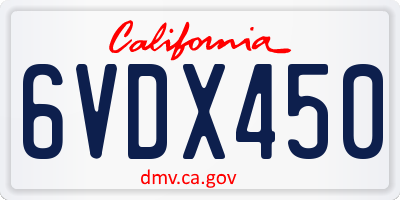 CA license plate 6VDX450