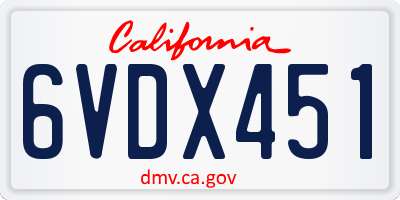 CA license plate 6VDX451
