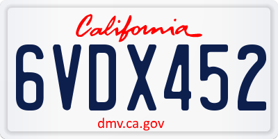 CA license plate 6VDX452
