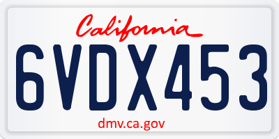 CA license plate 6VDX453