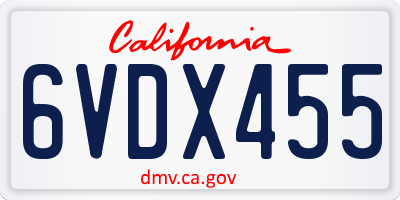 CA license plate 6VDX455