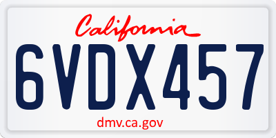 CA license plate 6VDX457