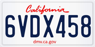 CA license plate 6VDX458