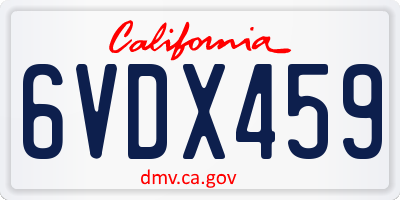 CA license plate 6VDX459