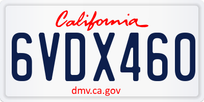 CA license plate 6VDX460