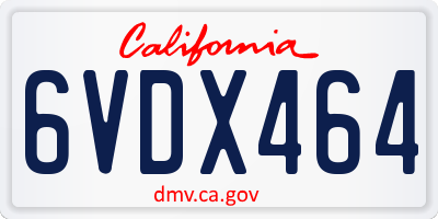 CA license plate 6VDX464