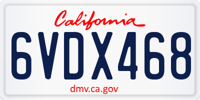CA license plate 6VDX468