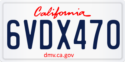 CA license plate 6VDX470