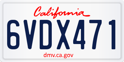 CA license plate 6VDX471