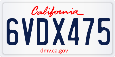 CA license plate 6VDX475