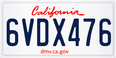 CA license plate 6VDX476