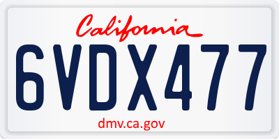 CA license plate 6VDX477