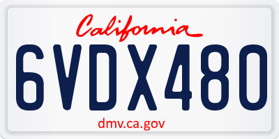 CA license plate 6VDX480