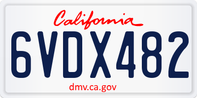 CA license plate 6VDX482