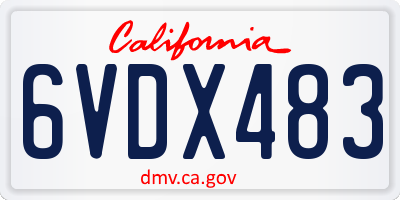 CA license plate 6VDX483