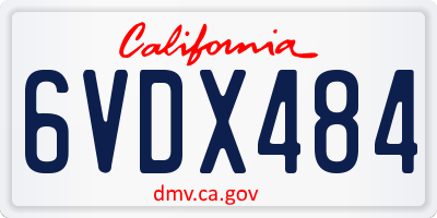CA license plate 6VDX484