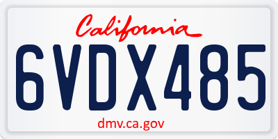 CA license plate 6VDX485