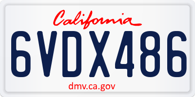 CA license plate 6VDX486