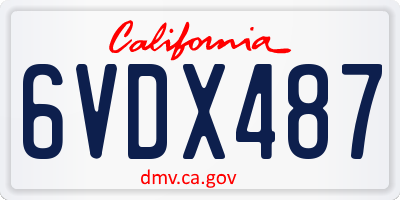 CA license plate 6VDX487