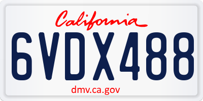 CA license plate 6VDX488