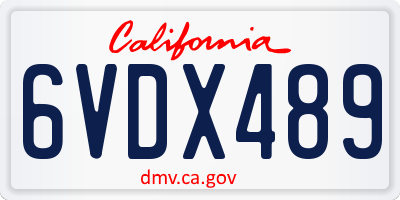 CA license plate 6VDX489