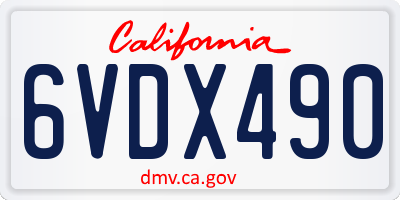 CA license plate 6VDX490
