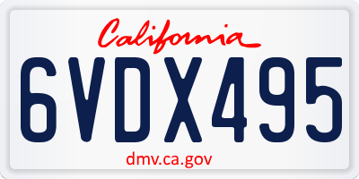 CA license plate 6VDX495