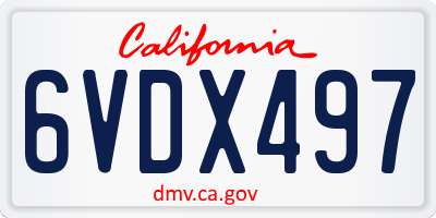 CA license plate 6VDX497