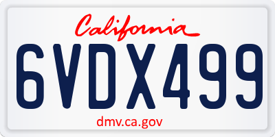 CA license plate 6VDX499