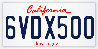 CA license plate 6VDX500