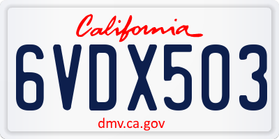 CA license plate 6VDX503