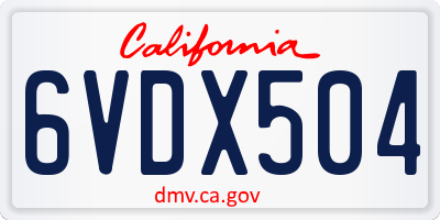 CA license plate 6VDX504