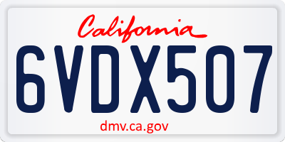 CA license plate 6VDX507