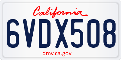 CA license plate 6VDX508